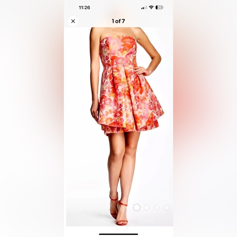 Audrey Fiori Strapless Mini Cocktail Dress by Trina Turk Size 4